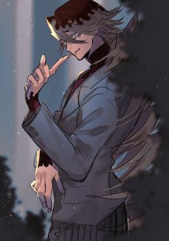 Rule 34 | 1boy, blonde hair, chinese commentary, commentary request, douma (kimetsu no yaiba), hair between eyes, highres, kimetsu no yaiba, long hair, looking at viewer, male focus, ou syoku7, patterned hair, red shirt, shirt, smile, solo, tight clothes, tight shirt, toned, toned male