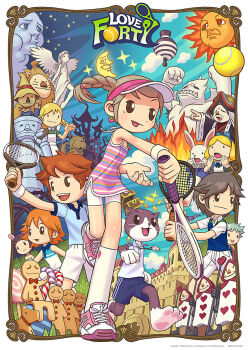 aircraft alice&#039;s_adventures_in_wonderland alice_(alice_in_wonderland) animal_ears apron aro_(stylia) artist_request aru_(stylia) bare_arms bare_shoulders bike_shorts black_fur black_sleeves blonde_hair blue_bow blue_dress blue_hairband blue_shirt blue_sky blue_sleeves blue_sweater_vest bob_cut border bow brown_border brown_fur brown_hair candy candy_cane card_knights castle character_request chiro_(stylia) chiru_(stylia) clenched_hand closed_eyes closed_mouth cloud coin commentary_request company_name copyright_notice cowardly_lion crescent_moon cross-laced_shoes dorothy_gale dress food food_print four_of_hearts fruit_print full_body furry gingerbread_man gold_coin green_dress grey_hair hairband highres hot_air_balloon kneehighs korean_commentary lion love_forty medium_hair miro_(stylia) miru_(stylia) monster moon multicolored_tank_top official_art open_mouth orange_hair outside_border pawpads pink_shoes pink_tank_top polo_shirt rabbit_ears rabbit_girl racket round_collar running scarecrow_(the_wizard_of_oz) shirt shoes short_hair shorts sky sleeveless sleeveless_shirt sneakers socks sparkle sportswear star_(sky) strawberry_print stylia sun sweater_vest tank_top tennis_racket tennis_uniform the_wizard_of_oz third-party_source three_of_hearts tin_man_(the_wizard_of_oz) tongue topknot toto_(the_wizard_of_oz) treasure treasure_chest triangle_nose tuxedo_cat two_of_hearts whiskers whistle whistle_around_neck white_apron white_fur white_rabbit_(alice_in_wonderland) white_shorts white_sleeves white_socks wide_sleeves wing_collar