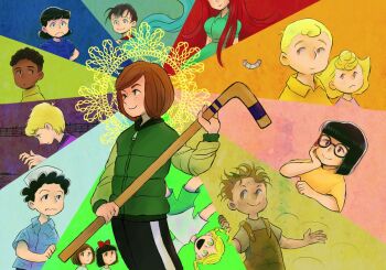 6+boys 6+girls black_hair blanket blonde_hair blue_dress blue_shirt brother_and_sister brown_hair character_request charlie_brown dark-skinned_male dark_skin dress franklin_(peanuts) freckles glasses hat hockey_stick holding_hockey_stick linus_van_pelt little_red_haired_girl long_hair lucy_van_pelt marcie_(peanuts) multiple_boys multiple_girls peanuts_(comic) peppermint_patty pig-pen puffy_short_sleeves puffy_sleeves red_hair roy_(peanuts) sally_brown schroeder_(peanuts) shirt short_hair short_sleeves siblings striped_clothes striped_shirt thevigil