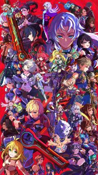 breasts cleavage fiora_(xenoblade) highres large_breasts melia_antiqua milo_monzon monado multiple_boys multiple_girls mythra_(xenoblade) nia_(xenoblade) pyra_(xenoblade) rex_(xenoblade) shulk_(xenoblade) xenoblade_chronicles_(series) xenoblade_chronicles_1 xenoblade_chronicles_2 xenoblade_chronicles_3 xenoblade_chronicles_x