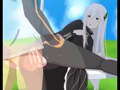 1boy 1girl akinoya animated ass black_dress black_eyes blue_sky bug butterfly censored cloud cum cum_in_pussy dress echidna_(re:zero) erection grass hetero natsuki_subaru no_panties open_mouth penis pussy re:zero_kara_hajimeru_isekai_seikatsu sex sky table tagme vaginal video white_hair