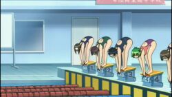 00s 6+girls air_bubble animated anime_screenshot ass blonde_hair breasts brown_hair bubble cleavage competition_school_swimsuit competition_swimsuit covered_navel goggles green_hair highres kenkou_zenrakei_suieibu_umishou lane_line large_breasts medium_breasts multiple_girls ninagawa_amuro one-piece_swimsuit orizuka_momoko parted_lips pool poolside purple_hair school_swimsuit shizuoka_mirei short_hair submerged swim_goggles swimming swimsuit tagme thigh_gap underwater video water