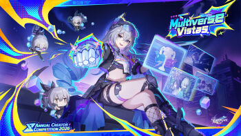 Rule 34 | 1girl, anaxa (honkai: star rail), asymmetrical footwear, black boots, boots, clenched hand, commentary, crossed bangs, crossed legs, drill hair, drill ponytail, english commentary, eyewear on head, fishnet kneehighs, gauntlets, grey eyes, grey hair, hair between eyes, hanya (honkai: star rail), herta (honkai: star rail), highres, honkai: star rail, honkai (series), kafka (honkai: star rail), kneehighs, long hair, looking at viewer, navel, official art, open mouth, pela (honkai: star rail), ruan mei (honkai: star rail), silver wolf (honkai: star rail), silver wolf (lv.999) (honkai: star rail), single kneehigh, single sock, sitting, smile, socks, sparkle (honkai: star rail), stomach, teeth, the herta (honkai: star rail), thigh strap, uneven footwear, upper teeth only, very long hair