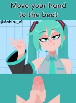 1boy 1girl 6ahiru_v1 animated breasts completely_nude fellatio footjob footjob_with_legwear green_eyes green_hair handjob hatsune_miku jerk_off_instructions large_breasts nude oral penis sex sound tagme thighhighs video vocaloid