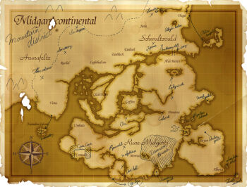 angeling arrow_(symbol) brown_theme commentary_request compass_rose drawing_(object) english_text map monochrome no_humans ragnarok_online susukinohukurou text_focus