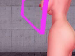 1girl 3d animated ass audible_music black_hair blush bouncing_breasts breasts censored censored_nipples convenient_censoring dancing hat indoors large_breasts mikumikudance_(medium) mosaic_censoring navel nude ponkanman red_eyes shameimaru_aya short_hair solo sound standing touhou video