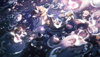 1girl absurdres asahina_mafuyu black_hat blurry colorful_palette depth_of_field dress frills game_cg hat highres long_hair looking_to_the_side minasoko_ni_kage_wo_sagashite_(project_sekai) official_alternate_costume official_art ponytail project_sekai purple_eyes purple_hair solo third-party_source water_drop