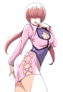 1girl ass breasts cleavage_cutout clothing_cutout curvy dress female_focus heart huge_ass huge_breasts ikaringo4444 ikaringo_(ikaringo4444) jacket large_breasts pale_skin ponytail red_hair shermie_(kof) shiny_clothes skirt the_king_of_fighters twintails