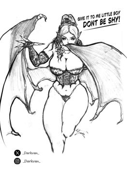 1girl bat_wings black_corset black_lace_trim bra breasts bustier castlevania:_symphony_of_the_night castlevania_(series) collarbone corset darkvan demon_wings english_text fingerless_gloves gloves hair_bun hair_over_breasts hair_over_shoulder hair_ribbon hand_over_face lace lace-trimmed_bra lace_trim large_breasts lingerie long_hair long_sleeves monochrome panties pointy_ears ponytail ribbon sidelocks simple_background sketch succubus_(castlevania) talking thick_thighs thighs underbust underwear white_background wings