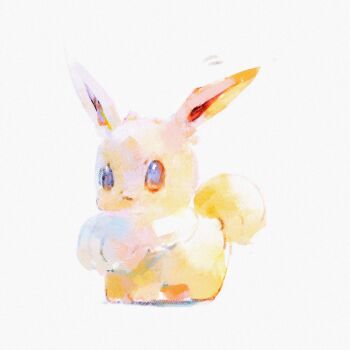 Rule 34 | animal focus, black eyes, closed mouth, commentary, commentary request, eevee, full body, gen 1 pokemon, highres, looking ahead, nintendo, no humans, pokemon, pokemon (creature), shiratsuyu mone, simple background, solo, untranslatable commentary, white background