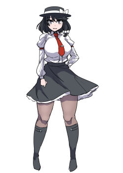 1girl breasts full_body highres large_breasts simple_background solo touhou white_background