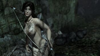 3d absurdres bow highres lara_croft nude tagme tomb_raider tomb_raider_(reboot)
