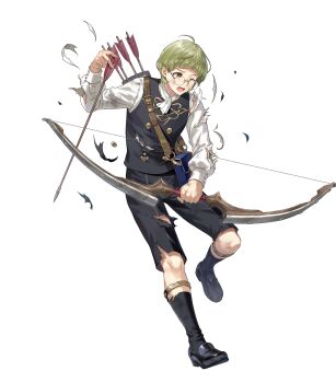 Rule 34 | 1boy, ascot, bow (weapon), damaged, fire emblem, fire emblem: three houses, fire emblem heroes, garreg mach monastery uniform, glasses, green eyes, highres, holding, holding bow (weapon), holding weapon, ignatz victor, nintendo, non-web source, official art, one eye closed, open mouth, round eyewear, solo, torn clothes, weapon