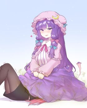 13o 2girls fart fart farting_in_face forced heart highres koakuma long_hair multiple_girls patchouli_knowledge purple_hair red_hair simple_background sitting sitting_on_face sitting_on_person smell tongue tongue_out touhou