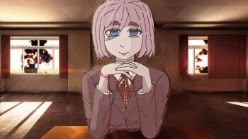 Rule 34 | crossover, doki doki literature club, doki doki literature club school uniform, isekai shikkaku, monika (doki doki literature club), red string of fate, sacchan (isekai shikkaku), school uniform, tagme