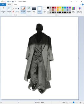1other ambiguous_gender art_program_in_frame christian_young coat commentary contrapposto facing_viewer full_body greyscale microsoft_paint_(medium) microsoft_paint_(software) monochrome original screencap shaded_face short_hair solo standing symbol-only_commentary vest