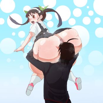 anus araragi_koyomi ass blush hachikuji_mayoi huge_ass loli monogatari_(series) obamaslippers twintails wide_hips