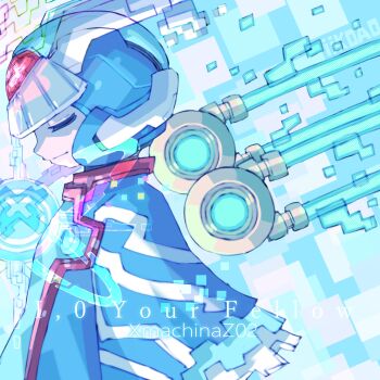 1boy absurdres blue_helmet blue_robe cyber_elf_x_(mega_man) forehead_jewel helmet highres iikoao male_focus mega_man_(series) mega_man_zero_(series) profile robe solo upper_body x_(mega_man)