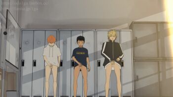3boys animated animated_gif blur_censor bottomless censored cum ejaculation erection group_masturbation indoors legs male_focus male_masturbation masturbation multiple_boys oda1ga open_mouth original penis school shota testicles thighs yaoi