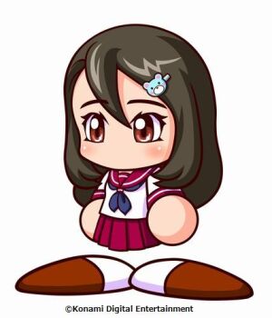 1girl artist_request bear_hair_ornament blue_neckerchief brown_eyes brown_shoes commentary_request copyright_notice hair_between_eyes hair_ornament jikkyou_powerful_pro_yakyuu jikkyou_powerful_pro_yakyuu_(style) kirisaki_reiri long_hair lowres multicolored_shoes neckerchief no_mouth official_art pleated_skirt power_pro_appli rayman_limbs red_sailor_collar red_skirt sailor_collar school_swimsuit shirt shoes skirt solo swimsuit two-tone_shoes white_background white_shirt white_shoes