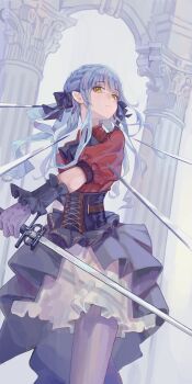 1girl 5girls absurdres angry arrogant ascot averted_eyes averting_eyes bang_dream! bang_dream!_it&#039;s_mygo!!!!! black_ascot black_bow black_corset black_gloves black_pantyhose black_ribbon black_skirt blacky1266859 blue_hair bow braid chemise closed_mouth collared_shirt commentary corset crychic_(bang_dream!) earrings gloves gothic_lolita greek_architecture greek_pillar grey_pantyhose grey_tights hair_ribbon highres holding holding_sword holding_weapon imminent_death imminent_double_penetration imminent_impact imminent_impaling imminent_kill imminent_penetration imminent_quadraple_penetration jewelry lace lace_gloves lolita_fashion long_hair mortis_(bang_dream!) mortis_(persona)_(bang_dream!) multiple_girls nagasaki_soyo oblivionis_(bang_dream!) pantyhose pillar puffy_short_sleeves puffy_sleeves rapier red_shirt reverse_grip ribbon shiina_taki shirt short_sleeves sidelocks skirt solo sword swordswoman swordswomen togawa_sakiko two_side_up vengeance vengeful wakaba_mutsumi weapon white_background white_theme yahata_umiri yellow_eyes yuutenji_nyamu