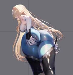 1girl animated ass ass_focus blonde_hair blue_eyes bodysuit breasts brown_dust_(series) brown_dust_2 deep_skin elbow_gloves from_behind from_below gloves grabbing_own_ass huge_ass jiggle long_hair looking_back looking_down paragin rapier sideboob skin_tight solo sword tagme thick_thighs thighs very_long_hair video weapon white_gloves wilhelmina_(brown_dust) wilhelmina_(iron_monarch)_(brown_dust) wilhelmina_stretch_(meme)