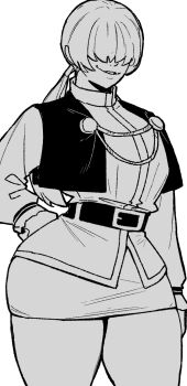 Rule 34 | 1girl, ass, coat, curvy, dress, female focus, huge ass, idrawbadd, long sleeves, orochi shermie, ponytail, shermie (kof), skirt, smile, the king of fighters, thick thighs, thighs, twintails, wide hips