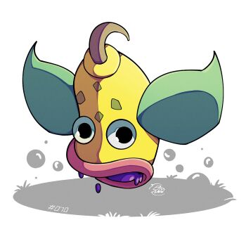 full_body gen_1_pokemon leaf looking_at_viewer mistray-art nintendo no_humans plant_monster pokemon pokemon_(creature) signature simple_background solo weepinbell white_background