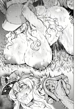 1girl 6+boys absurdres all_fours ass ass_grab bottomless breasts censored cervical_penetration cervix cowgirl_position deep_penetration dragon_girl fellatio fisting henriiku_(ahemaru) hetero highres horns huge_ass huge_breasts kobayashi-san_chi_no_maidragon long_hair lucoa_(maidragon) moaning monochrome multiple_boys navel nipples nude oral penis pussy saliva sex shiny_skin sitting smile steaming_body straddling sweat sweatdrop testicles trembling underboob vaginal very_long_hair