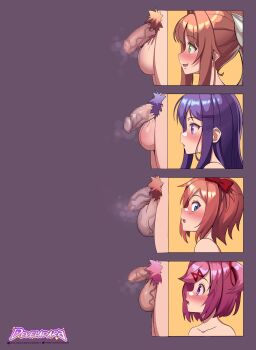 4futa absurdres artist_name blue_eyes blush bow brown_hair censored chart comparison develadara doki_doki_literature_club flaccid futanari green_eyes hair_bow hair_ornament hairclip highres long_hair long_image matching_hair/eyes medium_penis monika_(doki_doki_literature_club) mosaic_censoring multiple_futa natsuki_(doki_doki_literature_club) nude open_mouth penis penis_chart penis_comparison penis_size_comparison pink_eyes pink_hair pubic_hair purple_eyes red_bow sayori_(doki_doki_literature_club) short_hair small_penis smile testicles veins veiny_penis veiny_testicles yuri_(doki_doki_literature_club)