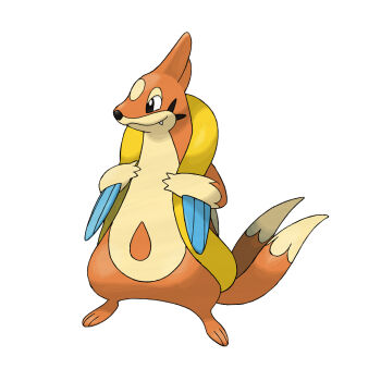 animal_focus fang floatzel full_body gen_4_pokemon nintendo no_humans official_art pokemon pokemon_(creature) pokemon_dppt pokemon_focus simple_background smile solo sugimori_ken third-party_source white_background