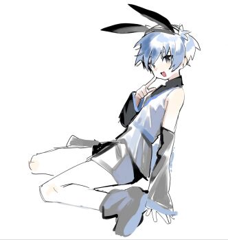 1boy ansatsu_kyoushitsu blue_hair highres looking_at_viewer male_focus open_mouth shiota_nagisa short_hair short_twintails simple_background smile tanglaoban1225 trap twintails white_background