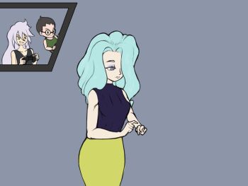 1girl 2024 2boys animated aqua_hair breast_expansion breasts bursting_breasts character_request cheesyleaves commission controller enra_natsuki game_controller gigantic_breasts juiced_(game) logo logo_parody medium_breasts multiple_boys navel nipples nude parody pussy simple_background surprised torn_clothes wide-eyed youkai_watch youkai_watch_jam:_youkai_gakuen_y