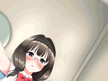 1futa 1girl ahegao animated animated_gif black_hair breasts brown_eyes brown_hair censored clothed_sex cowgirl_position cum cum_in_pussy cum_inflation cum_on_clothes cum_on_hair fellatio futa_with_female futanari girl_on_top glasses green_eyes huge_breasts inflation inran_virus_~seikoui_wa_iryou_koui~ kawahagitei lactation large_penis nipples oral penis puffy_nipples sex skirt slideshow_animation stomach_bulge straddling thighhighs x-ray