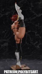 1girl 2024 3d abs abstract_background animated arms_up artist_name ass bandaged_arm bandaged_leg bandages bare_back bare_shoulders black_dress black_gloves black_thighhighs blonde_hair breasts butt_crack chest_strap clothing_cutout collarbone commentary covered_erect_nipples dark-skinned_female dark_skin dimples_of_venus dress elbow_gloves english_commentary feet female_focus flexible full_body gloves grin hair_between_eyes hand_on_own_leg highres huge_ass large_breasts leg_up marl_barrock multicolored_hair multiple_views muscular muscular_arms muscular_back muscular_female muscular_legs no_panties pelvic_curtain polybits_ai red_hair revealing_clothes ringed_eyes sharp_teeth short_hair sideboob smile soles spiked_hair split standing standing_on_one_leg standing_split streaked_hair teeth tensei_colosseum:_saijaku_skill_de_saikyou_no_onna-tachi_wo_kouryaku_shite_dorei_harem_tsukurimasu thick_thighs thighhighs thighs toeless_legwear tomboy toned toned_female turnaround v-shaped_eyebrows video white_nails wide_hips yellow_eyes