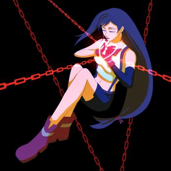 Rule 34 | 1girl, bare legs, bare shoulders, black background, black hair, black skirt, black sleeves, blue hair, boots, breasts, chain, closed eyes, closed mouth, commentary, crop top, detached sleeves, earrings, english commentary, final fantasy, final fantasy vii, full body, gloves, hands on own chest, heart, highres, illuscait, jewelry, knees up, lock, long hair, low-tied long hair, medium breasts, midriff, miniskirt, navel, red boots, red gloves, single detached sleeve, single earring, single sidelock, skirt, solo, suspender skirt, suspenders, tank top, tifa lockhart, white tank top