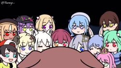 &gt;_&lt; 6+girls :3 :d :o ^_^ aki_rosenthal amane_kanata animal_ears animated armor artist_name audible_speech backwards_hat barking baseball_cap bibi_(tokoyami_towa) black_hair blonde_hair blue_eyes blue_hair blush_stickers bone_hair_ornament brown_eyes brown_hair c: chainsaw chibi closed_eyes cosplay crossover crown curled_horns d: dark-skinned_female dark_skin dog_ears dog_girl dog_tail doom_(series) doomguy doomguy_(cosplay) double_bun fox_ears fox_girl fox_tail glasses greater_dog green_eyes green_hair grey_eyes hair_bun hair_ornament hairclip hat heterochromia himemori_luna hololive horns hoshimachi_suisei houshou_marine inugami_korone long_hair mario_(series) multiple_girls nintendo oozora_subaru oozora_subaru_(1st_costume) open_mouth parody pink_hair pointy_ears praetor_suit purple_eyes rabbit_ears rabbit_girl red_eyes roboco-san scene_reference shirakami_fubuki shiranui_flare short_hair smile snow sound tail tail_wagging tian_nya tokoyami_towa transformation tsunomaki_watame twintails twitter_username undertale uruha_rushia usada_pekora utdr_(toby_fox) video virtual_youtuber white_hair wide-eyed x3 xd yellow_eyes