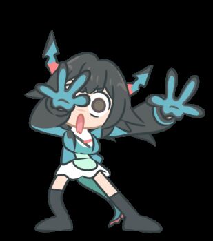 1girl animated animated_gif arknights arknights:_endfield black_hair chen_qianyu_(arknights) cho_theg dragon_girl dragon_horns dragon_tail horns open_mouth solo surprised tail transparent_background