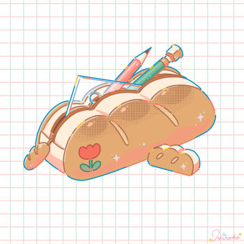 Rule 34 | artist name, commentary request, eraser, highres, hiro046k, no humans, object focus, original, pencil, pencil case, zipper pull tab