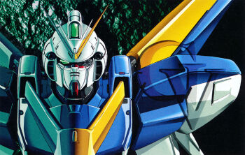 Rule 34 | 1990s (style), after battle, asteroid, broken glass, commentary request, damaged, earth federation, glass, glint, green eyes, gun, gundam, katoki hajime, key visual, looking at viewer, machine gun, mecha, mecha focus, mobile suit, no humans, official art, one-eyed, photo background, portrait, promotional art, retro artstyle, robot, scan, scene reference, science fiction, space, spoilers, traditional media, upper body, v-fin, v2 gundam, victory gundam, weapon, zero gravity