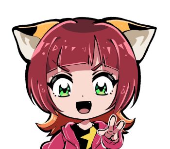 cat_girl digimon digimon_beatbreak fang jacket oh_sorry_01 sakuya_reina short_hair star_(symbol) v