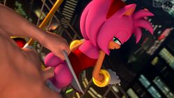 1boy 1girl 3d amy_rose anal animated ass back balcony bare_back bent_over building city clothed_sex clothes_lift colored_skin dress eyelashes furry furry_with_non-furry green_eyes hairband hetero interspecies laughing long_eyelashes looking_back meklab mklr-sfm night outdoors panties panty_pull pink_fur pink_hair pink_skin red_dress red_hairband sega sex size_difference skirt skirt_lift sonic_(series) sound standing standing_sex tagme tail underwear video white_panties