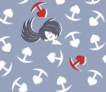 Rule 34 | 1boy, black hair, blue background, closed eyes, closed mouth, commentary request, dororo (tezuka), dot mouth, eyelashes, hair over one eye, hyakkimaru (dororo), long hair, male focus, ponytail, simple background, solo, tanba (tanba-art)