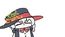 2girls animated blue_archive bow bowtie braid chibi eri_(blue_archive) gun halo hat helmet_gangster_(blue_archive) jacket long_coat long_hair mr_nahm multiple_girls shirt skirt sweater tagme video wand weapon white_hair witch_hat