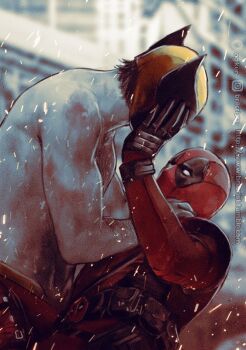 2boys back belt belt_pouch black_gloves bodysuit brilcrist brown_hair chest_hair deadpool deadpool_&amp;_wolverine deadpool_(series) gloves hairy hand_on_another&#039;s_face instagram_username male_focus marvel mask multicolored_bodysuit multiple_boys muscular muscular_male pouch red_bodysuit red_mask short_hair superhero_costume topless_male twitter_username two-tone_bodysuit utility_belt wolverine_(x-men) x-men yaoi