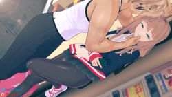 1girl 2boys 3d animated armpits audible_speech blush cellphone cheating_(relationship) condom condom_wrapper dark-skinned_male dark_skin deepthroat doggystyle fellatio gridman_universe koikatsu_(medium) minami_yume moaning multiple_boys netorare oral penis phone phone_call sex sex_from_behind smartphone sound sound_effects ssss.dynazenon standing tagme talking_on_phone tan tank_top used_condom vaginal vending_machine video yuukis