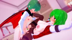 1futa 1girl 3d animated antennae arms_up arthropod_girl black_pantyhose blurry blurry_background blush breasts cape closet colored_pubic_hair curtains depth_of_field ears futa_with_female futanari green_eyes green_hair green_pubic_hair hair_between_eyes indoors kazami_yuuka koikatsu_(medium) lamp large_breasts large_penis long_sleeves looping_animation mightyniku musi_cassie navel nipples no_bra no_panties open_clothes pantyhose penis petite pubic_hair red_eyes sex short_hair size_difference small_breasts smile sound thighband_pantyhose torn_clothes torn_pantyhose touhou video window wriggle_nightbug