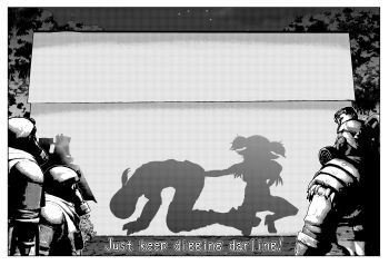 1boy 1girl 4boys absurdres all_fours anal anal_fisting austin_powers body_armor commander_(girls'_frontline) commentary english_commentary english_text fisting florence_(girls'_frontline_2) gas_mask girls'_frontline girls'_frontline_2:_exilium greyscale hetero high_heels highres long_hair looking_at_another mask meimushi monochrome multiple_boys pa-15_(girls'_frontline) parody scene_reference tent varjagers_(girls'_frontline_2)