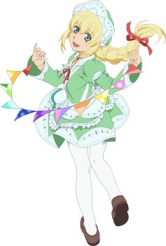 Rule 34 | 1girl, artist request, blonde hair, blue eyes, brown shoes, colette brunel, dress, full body, game cg, gem, gold choker, green dress, hair ornament, highres, jewelry, long hair, looking at viewer, necklace, official alternate costume, official art, open mouth, pantyhose, red gem, shoes, solo, tales of (series), tales of asteria, tales of symphonia, third-party source, transparent background, white pantyhose