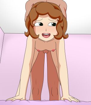 1boy 1girl absurdres age_difference brown_hair ceiling facing_viewer flat_chest head_out_of_frame hetero highres indoors loli looking_back misaeldm nude sex sex_from_behind sofia_(disney) sofia_the_first tagme